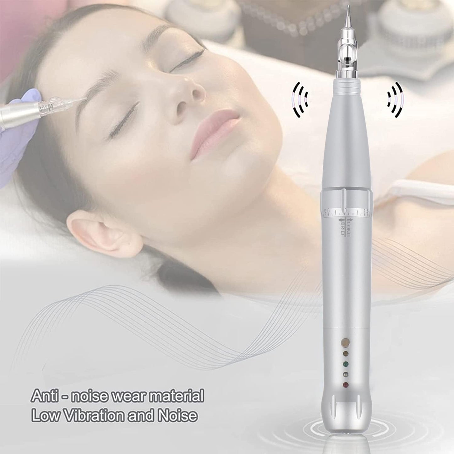 Permanent Eyebrow Makeup Corded Tattoo Pen Kit for Eyebrow Lip Eyeliner Eyebrow Makeup Wired Tattoo Machine With 15 pcs Cartridge Needles Microblading Supply Ombre Powder Brows(Permanent Kit) (Snow)