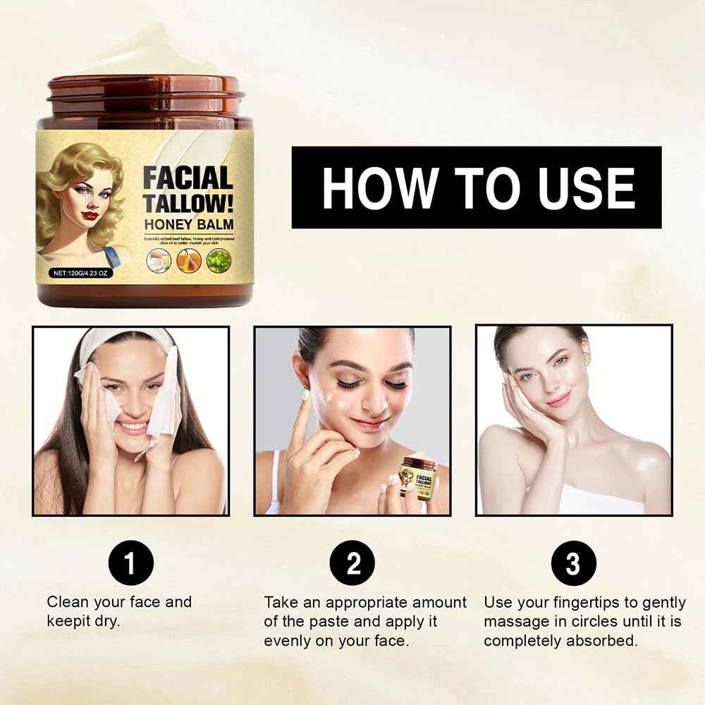 Cebo de Res Para la Cara Original, Beef Tallow for Skin, Tallow and Honey Balm, Whipped Tallow Honey Balm, Sebo de Res Para la Cara (1 pcs cebo de res)