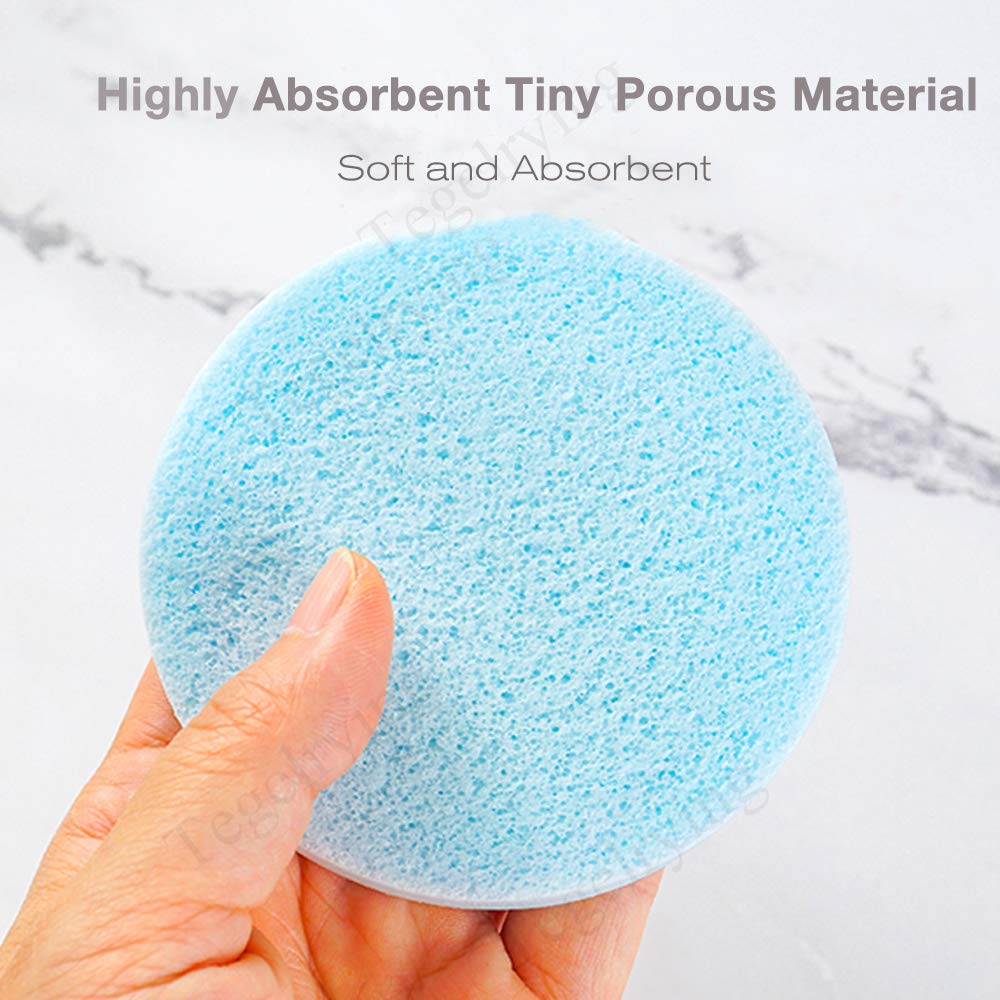 Facial Sponges Compressed,360 Pieces Makeup Remover PVA Professional Round Face Wash Sponges Spa Pads for Women Exfoliating Cleansing,Blue