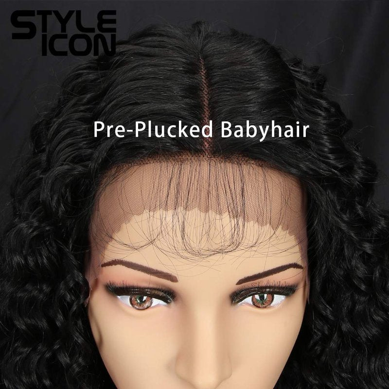 Lace Front Wigs for Women - 28” Long Curly Black Synthetic Wig | Heat Resistant, 130% Density