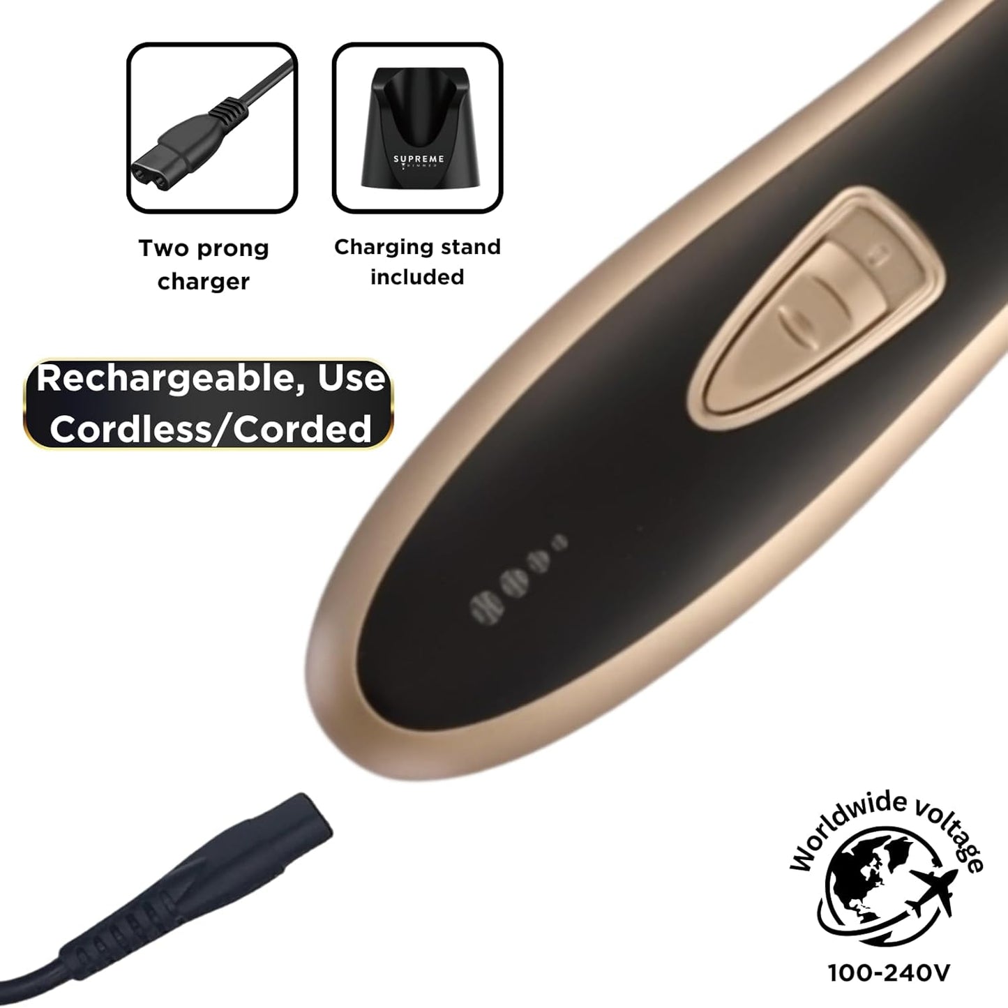 Professional Barber Trimmer - Supreme T Shaper Cordless Clippers for Sensitive Skin | 90 Min Runtime, Low Noise