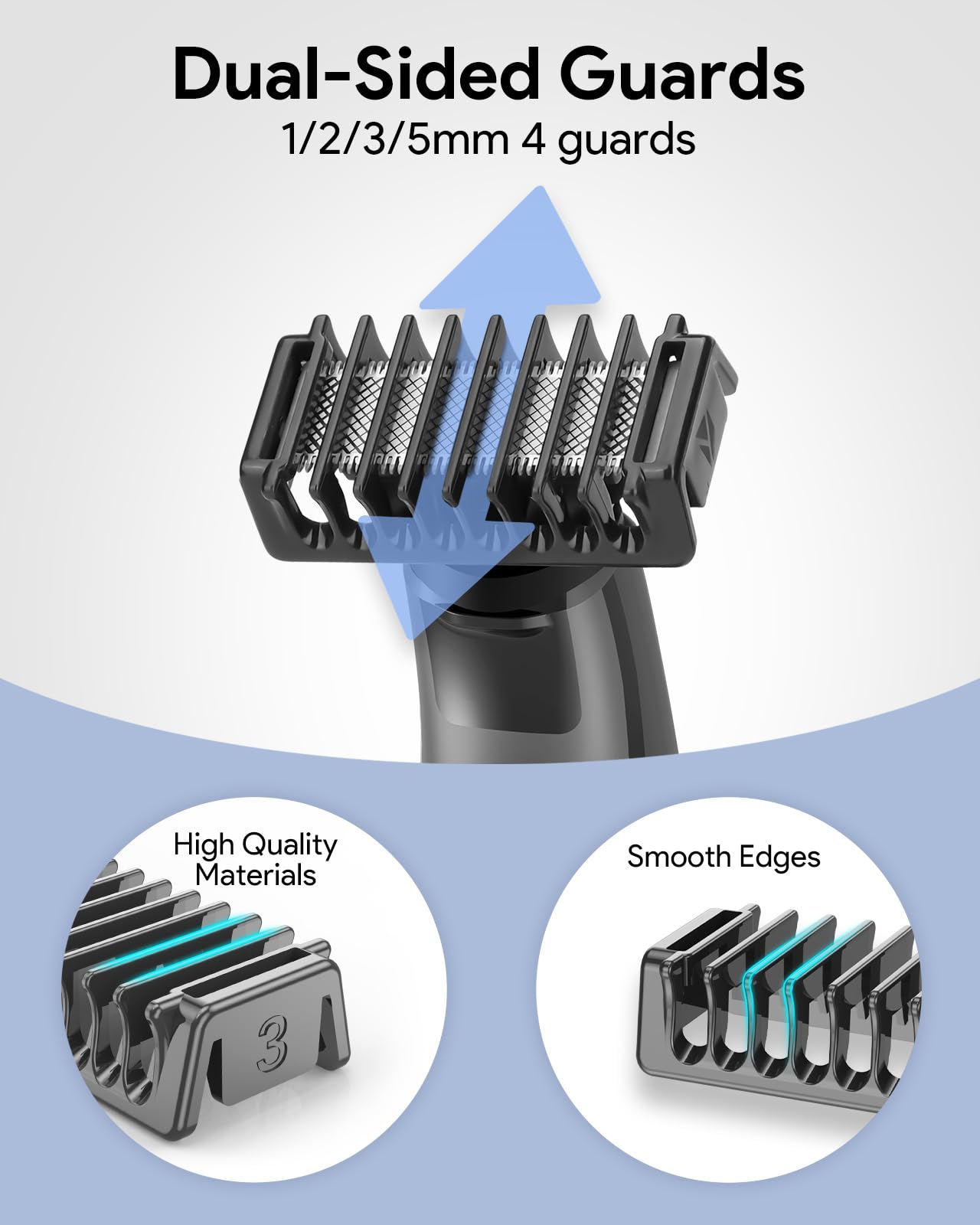 Guide Guards with Stand—1/2/3/5mm, Skin & Body Combs Replacement Fit for O Blade QP2724, QP2834, QP25XX, QP26XX, QP65XX, QP66XX Pro Series, Premium Guards with a Reliable Base (6PC+Stand)