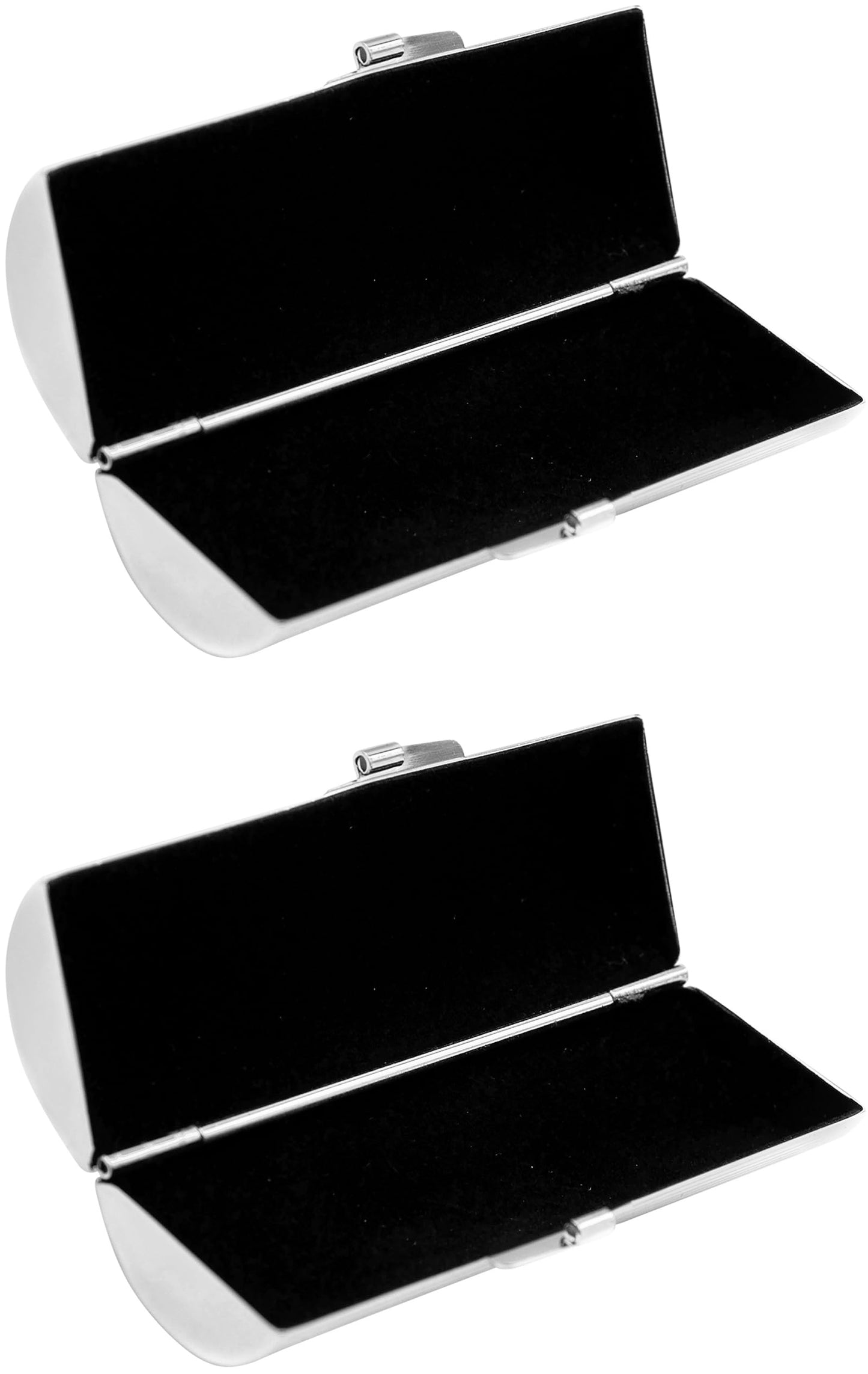 Stephanie Imports Set of 2 Capsule Shaped Lipstick Cases (Silver Ridges)