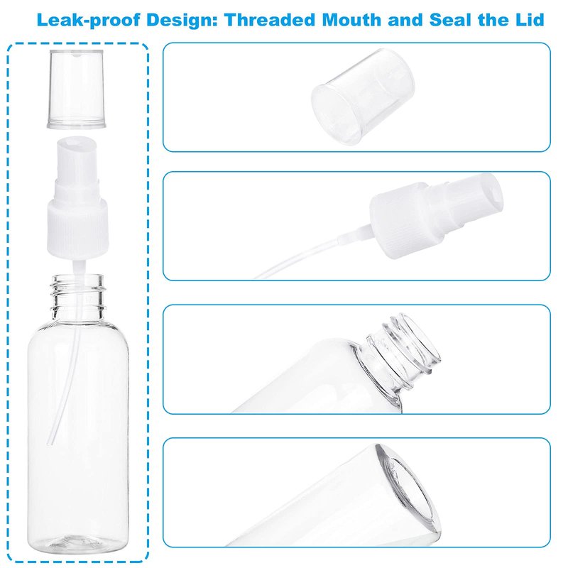 APACALI 50pcs 2 Oz Clear Fine Mist Spray Bottles, Reusable, Leak-Proof, Mini Travel Empty Spray Bottles for Perfume, Plant, etc. (60ml)