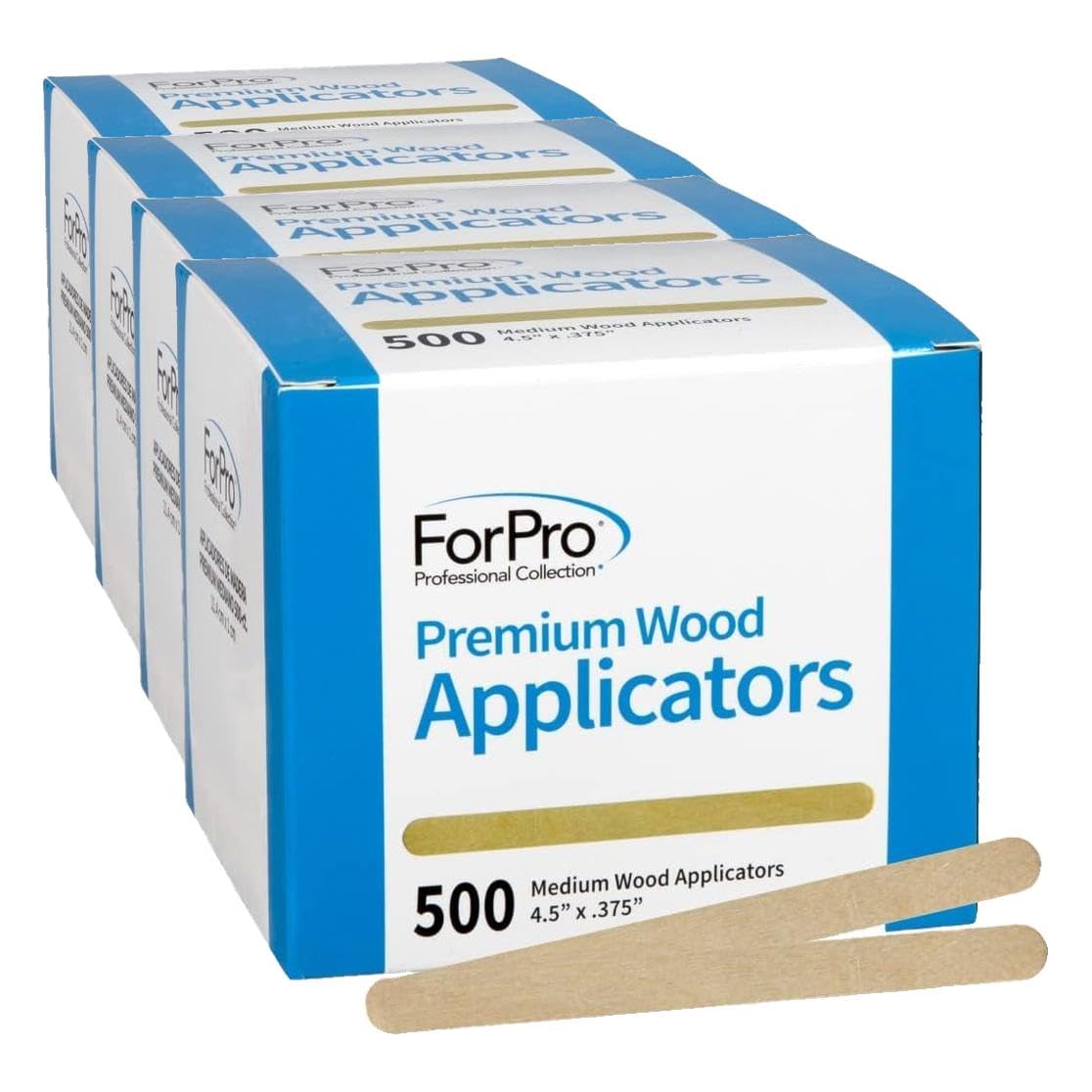 ForPro Premium Wood Applicators, Non-Sterile, Hair Removal Waxing Applicators, Medium, 4.5” L x .375” W, 500-Count (Pack of 4)