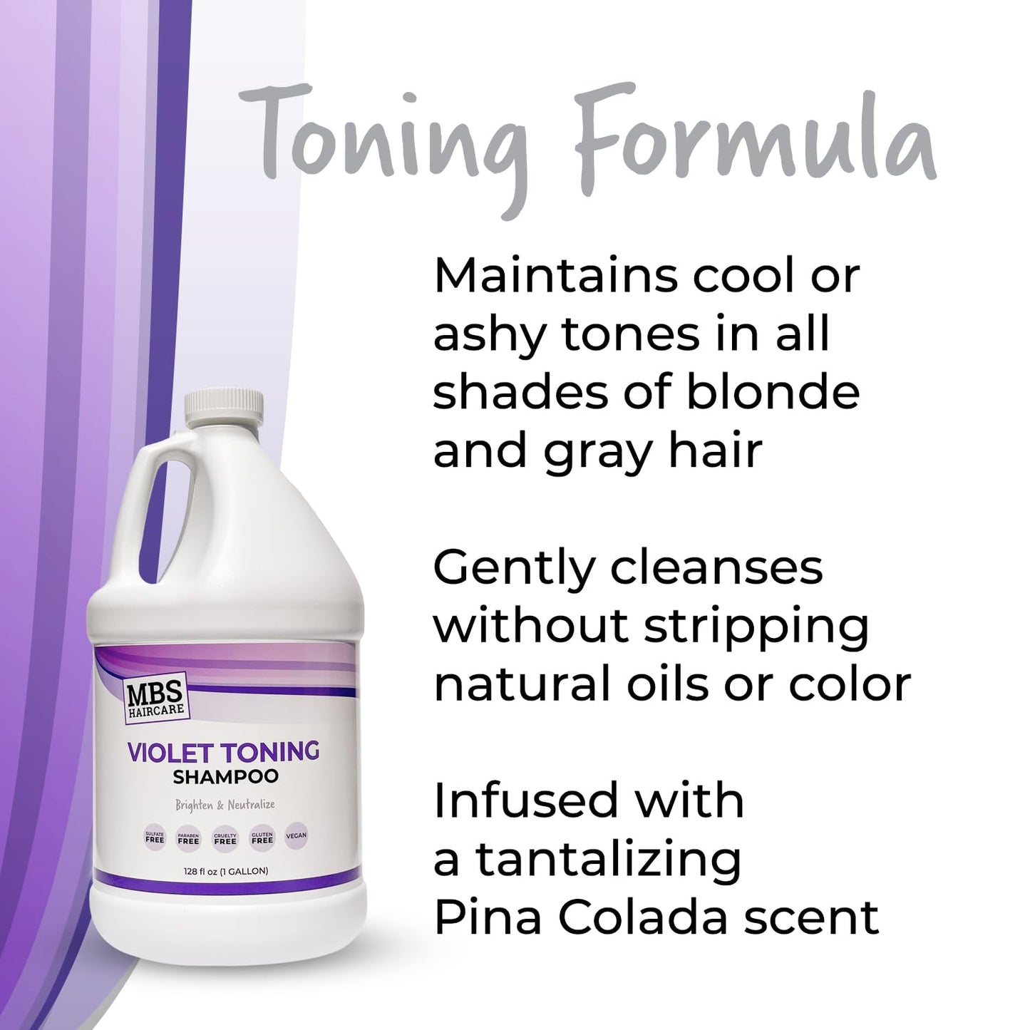 MBS Haircare Salon Grade Violet Toning Shampoo – Professional Purple Shampoo for Blonde, Silver & Gray Hair – 1 Gallon