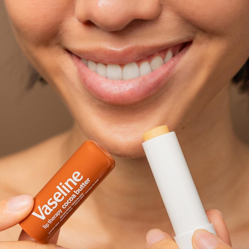 Vaseline Cocoa Radiant Spray 4-Pack + Cocoa Butter Lip Therapy Stick for Soft, Smooth Skin & Lips