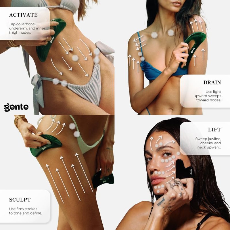 Gente Beauty Lymphatic Drainage Oil for Body & Face, Unscented Skin Tightening & Sculpting Oil, Caffeine Body Oil for Circulation & De-Puffing, Lightweight Hydrating Massage Oil, 100ml