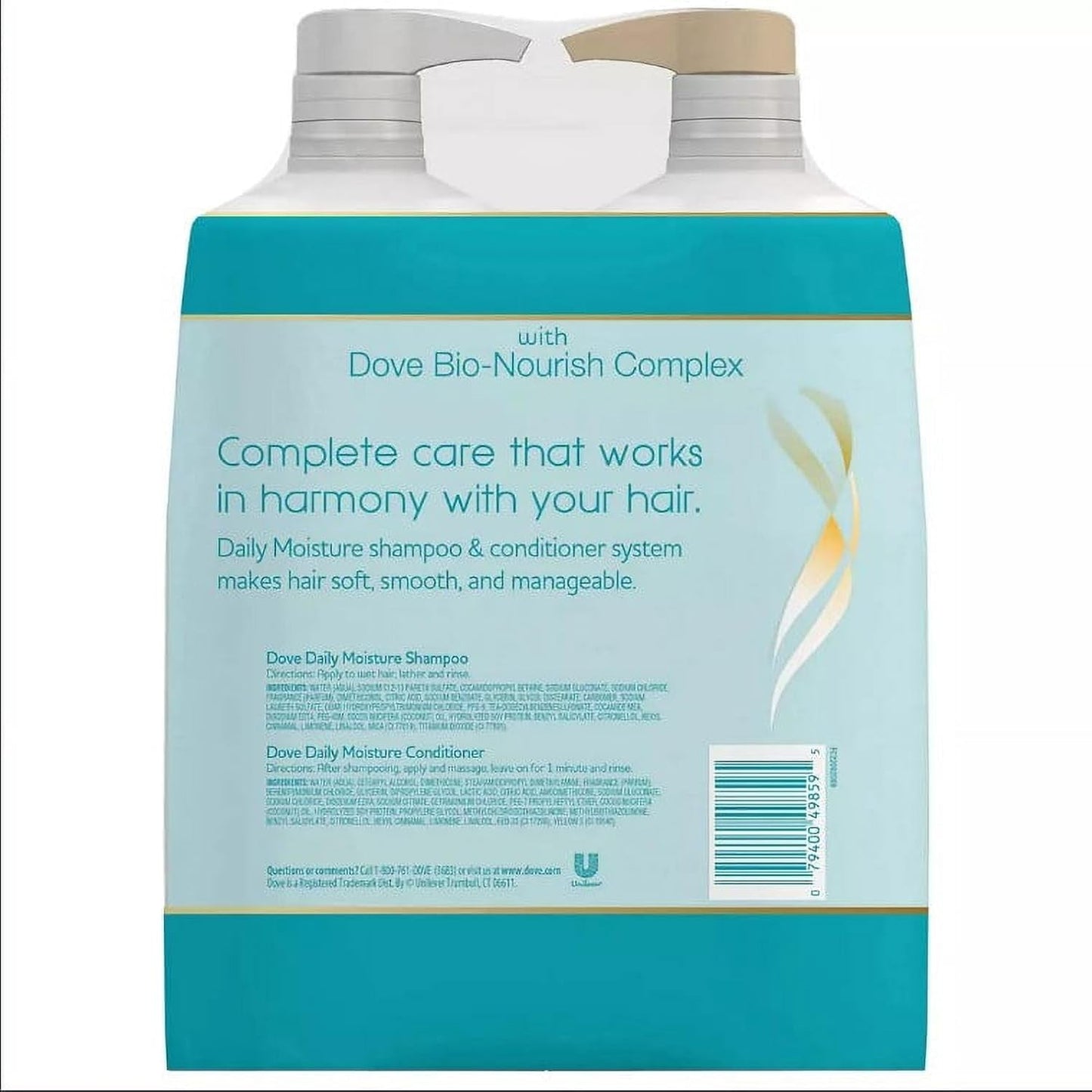 Dove Daily Moisture Shampoo & Conditioner Set - Deep Hydration & Smoothing for Dry, Damaged Hair | 18 Oz Each