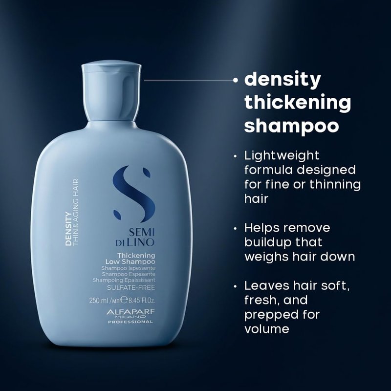 ALFAPARF MILANO Semi di Lino Density Shampoo for Thinning Hair - Color Safe Thickening Shampoo for Hair Loss - Sulfate Free - Adds Body & Volume - Revitalized, Youthful & Thicker Locks - 8.45 fl oz