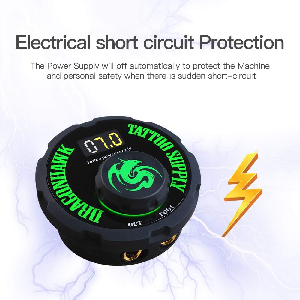 Dragonhawk Tattoo Power Supply - Airfoil Design for Tattoo Machines | Compact & Reliable Performance