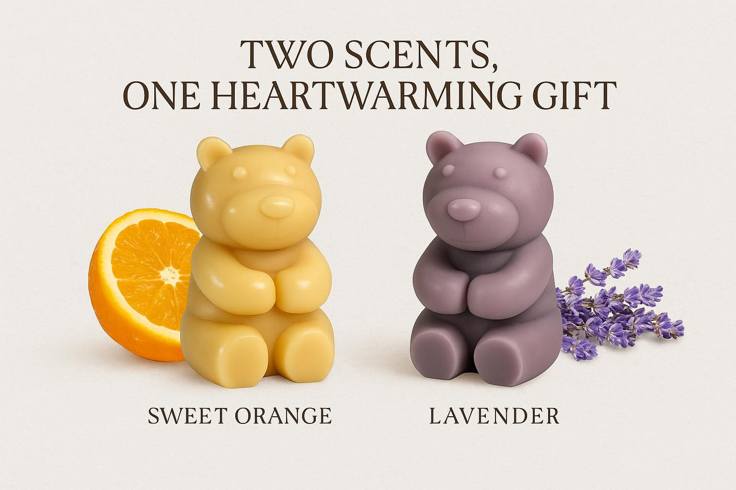 KAWASHIKI Bear Hugs Cold-Process Plant-Based with Essential Oils Handmade Soap | Gift Travel Decorative Guest Bathroom | Sweet Orange & Lavender | 100g (3.53OZ) (Sweet Orange)
