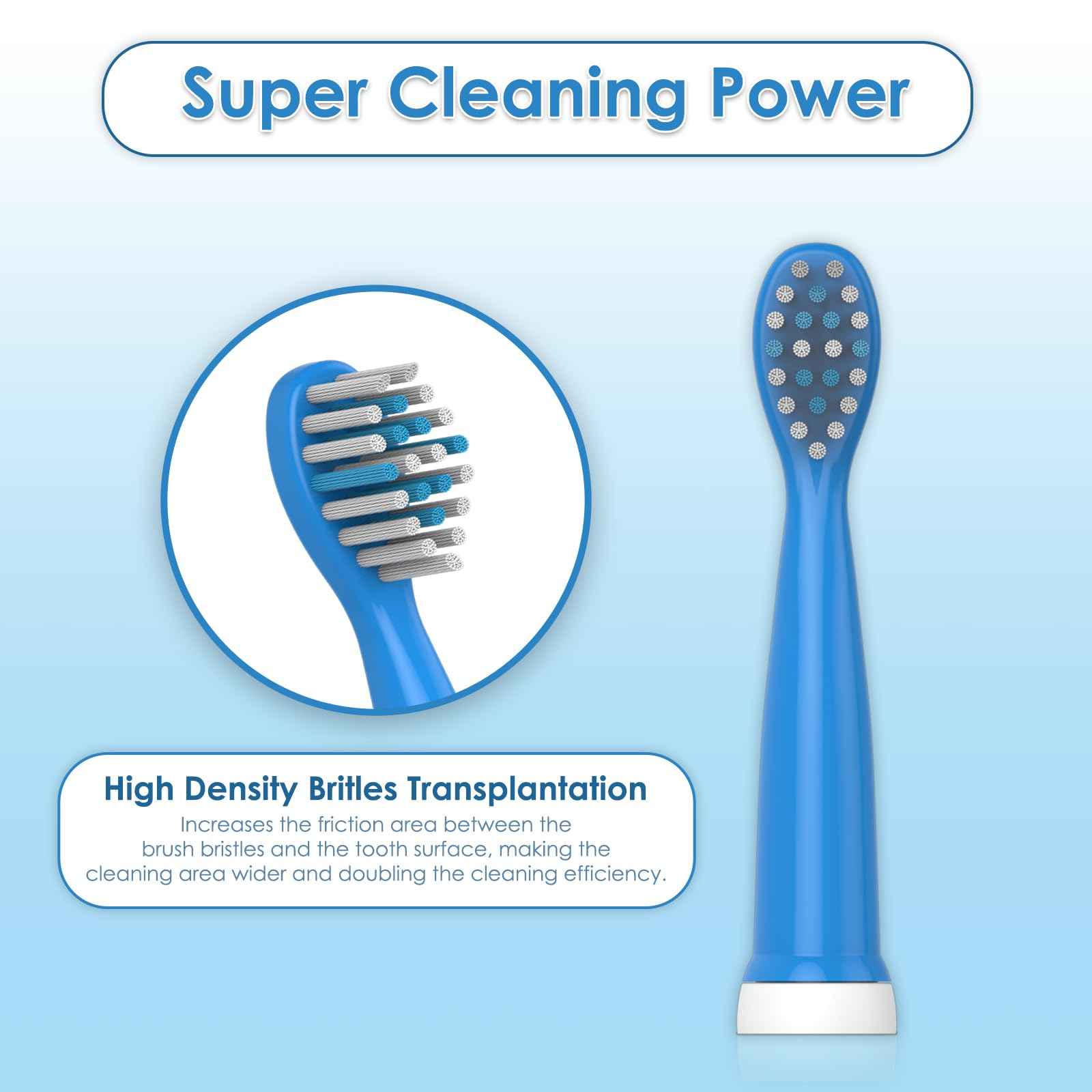 CHAIN PEAK Electric Toothbrush Heads for Kids 8620/8630 (Dark Blue 4 Pieces)