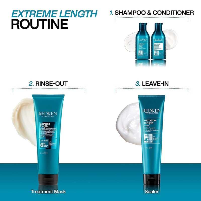 Redken Extreme Length Biotin Shampoo - Promote Healthy Hair Growth & Strengthen Damaged Hair | 10.1 Fl Oz