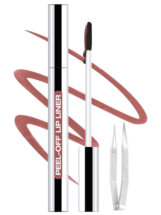 QCMME Lip Liner Stain Peel Off with Tweezer, Long Lasting Matte Lip Tattoo, Highly Pigmented Color Lip Tint Makeup, Waterproof, Transfer-proof Lipstain for Women, for All Skin Types Rose Pink