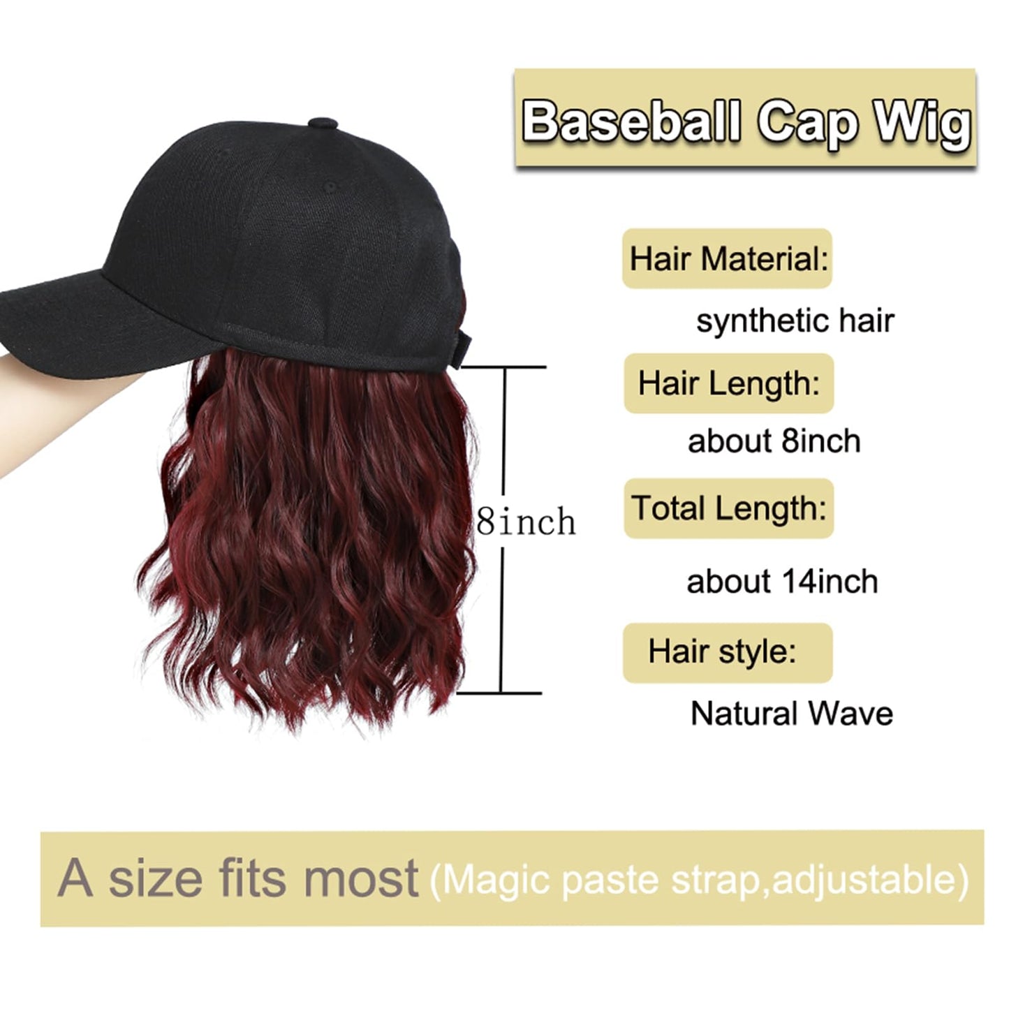 AliRobam Hat Wig Baseball Cap with Short Pre-Twisted Passion Twist Hair Extensions Ombre Brown Synthetic Curly Ends Braids Sewed in Adjustable Black Baseball Hat Wig for Black Women(12inch, T27)
