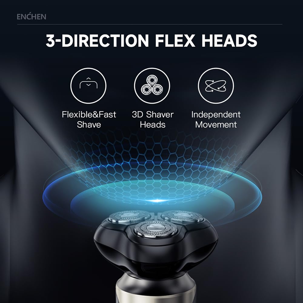 Beard Trimmer for Men, Enchen Blackstone 8 Wet Dry Shaver with 3D Flexible Head, Pop Up Trimmer, Water Proof Cordless Portable Shaver, Ideal Gift for Men