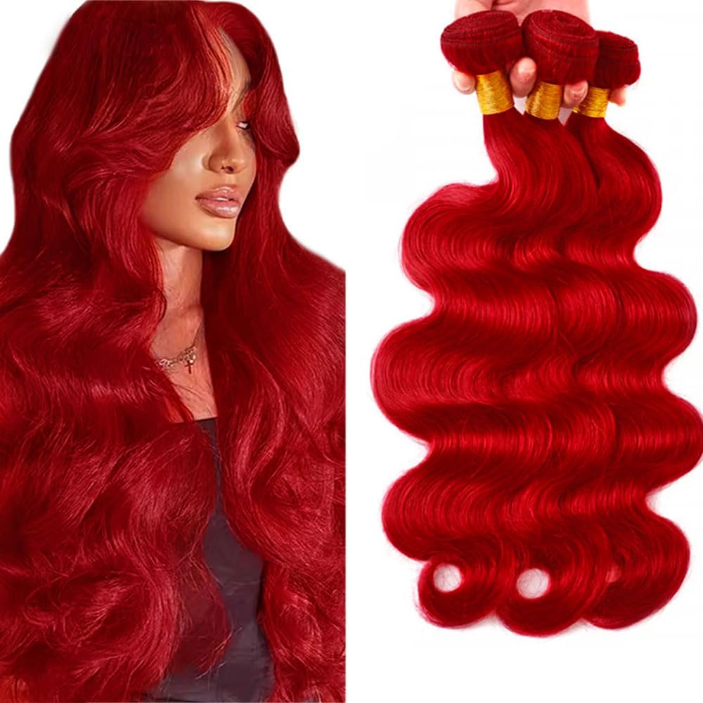 Wine Red Bundles Human Hair Burgundy Body Wave 3 Bundles 20 20 20 Inch Unprocessed Brazilian Virgin Remy Hair Double Weft Weave Human Hair Extensions
