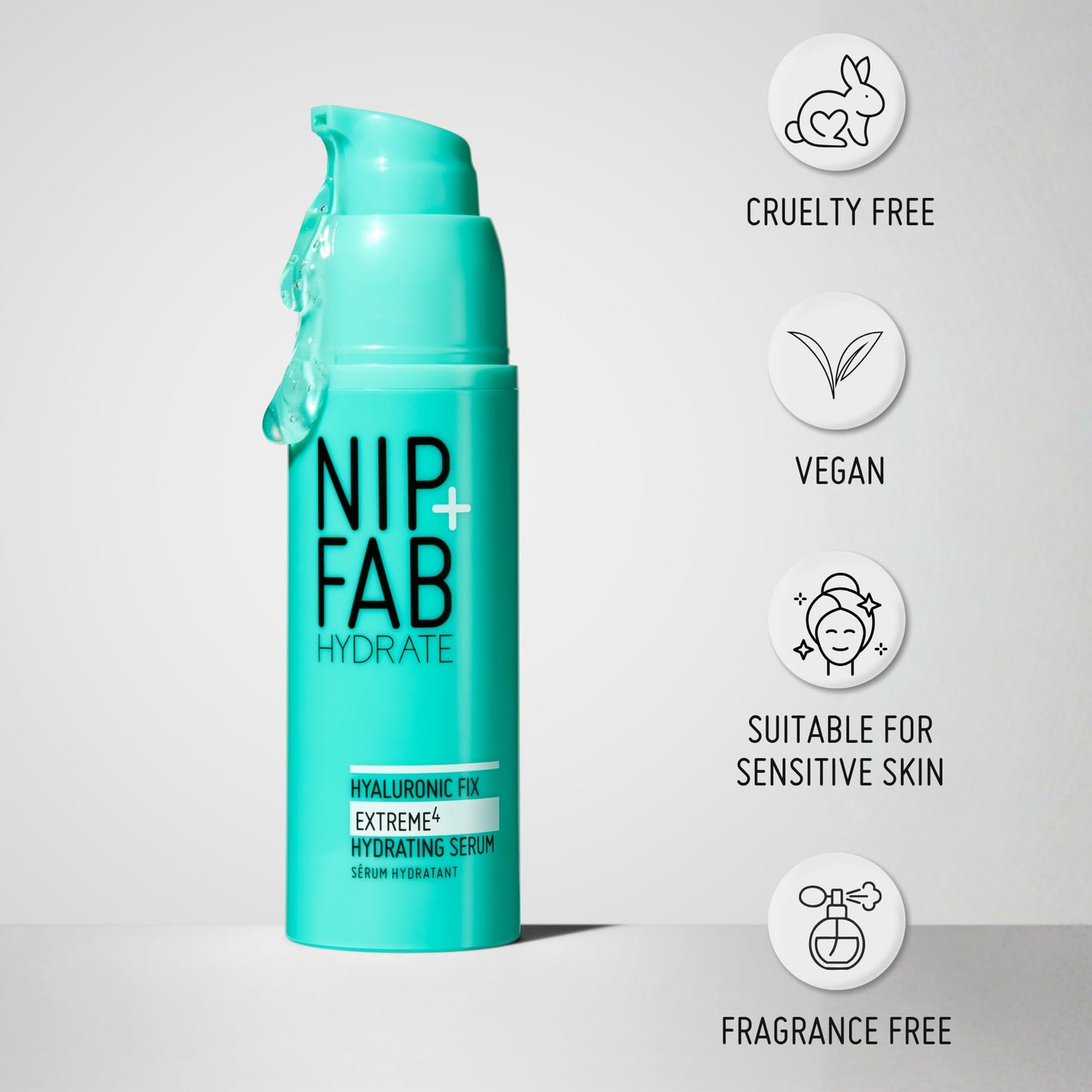 Nip + Fab Hyaluronic Acid Fix Extreme 4 2percent Face Serum, Lightweight, Non-Greasy Anti-Aging Hydrating Moisturizing for Fine Lines & Wrinkles, Skin-Plumping Skin Care, Smoothing, Multicolor, 50ML