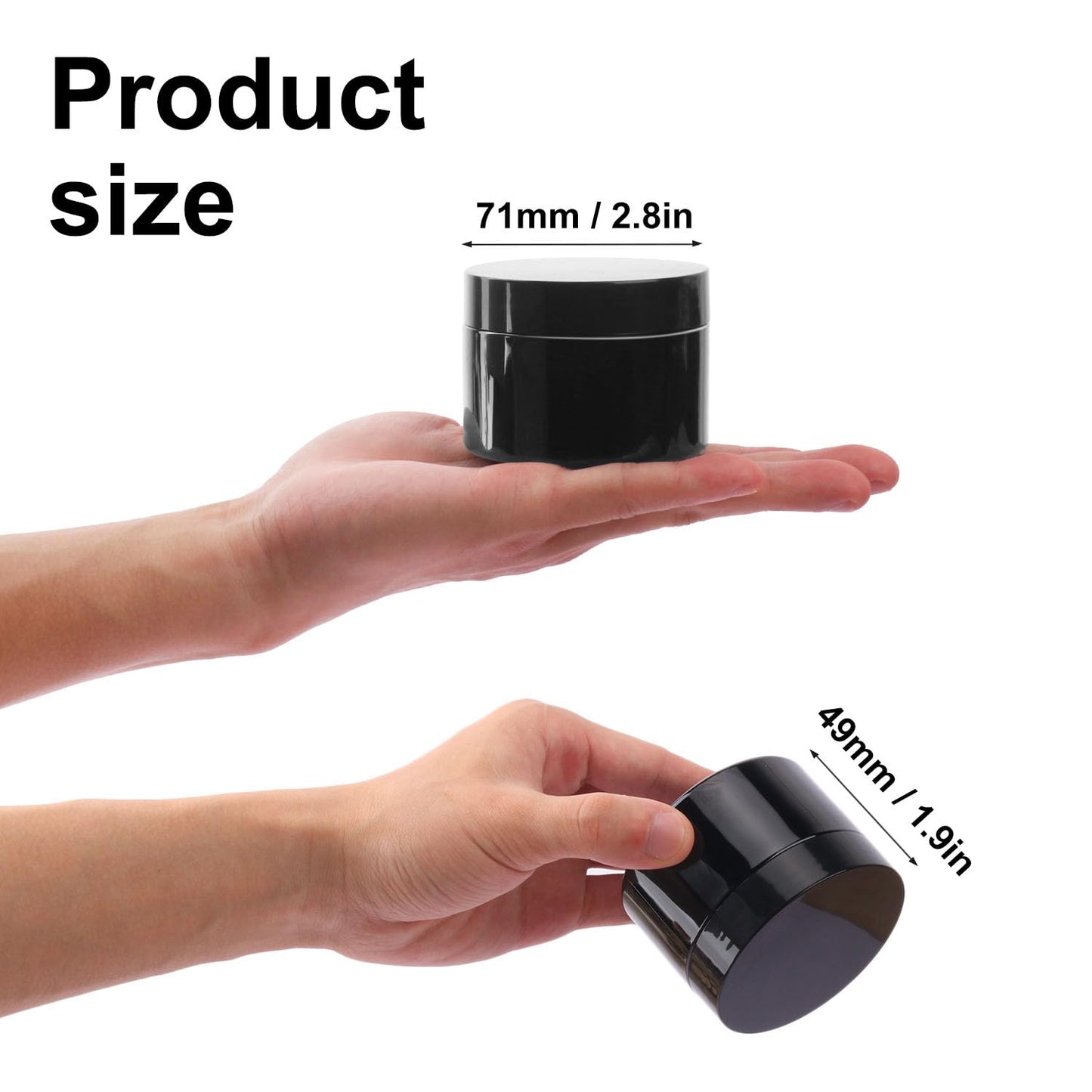 72 Packs 4 OZ Black Plastic Jars with black Lids, Body Butter Containers, Cosmetic Containers jars for Kitchen Ingredients, beads, sequins, Lotion, Cream, DIY Crafts and More by KUKLIPJIM