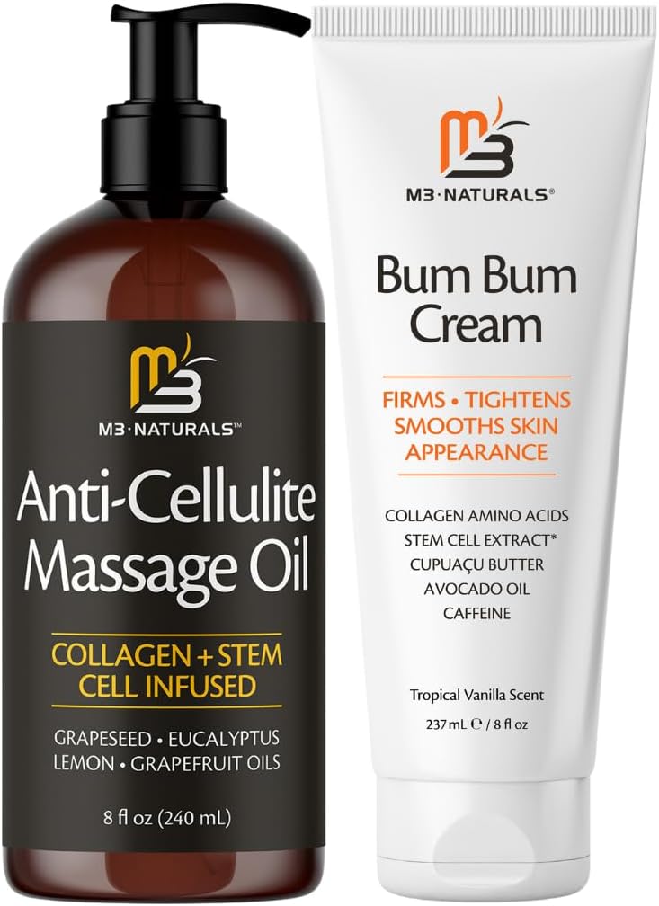Anti Cellulite Body Massage Oil & Bum Bum Cream Bundle - Firming & Hydrating Formula