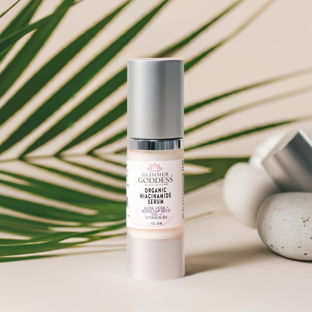 Glimmer Goddess Organic Anti-Aging Serum with Niacinamide Vitamin B3, Tightens Pores, Reduces Wrinkles with 5% Niacinamide: A Miracle for Your Skin, 1 oz