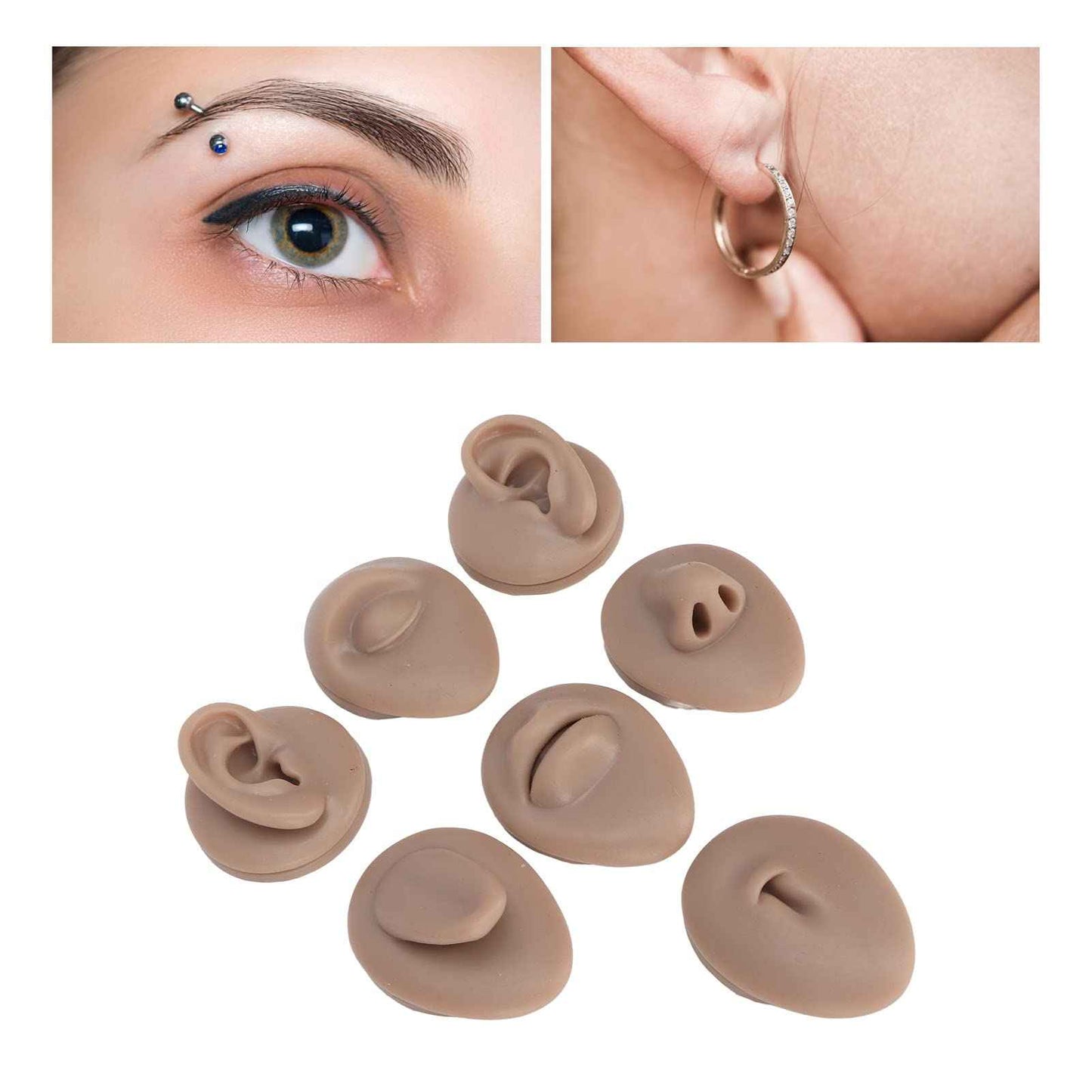 ar Model, 3D Simulation Soft Reusable Nose Tongue Model Silicone Body Piercing Practice Model Fake Body Parts Silicone Body Parts for Piercers (Deep Skin Color)