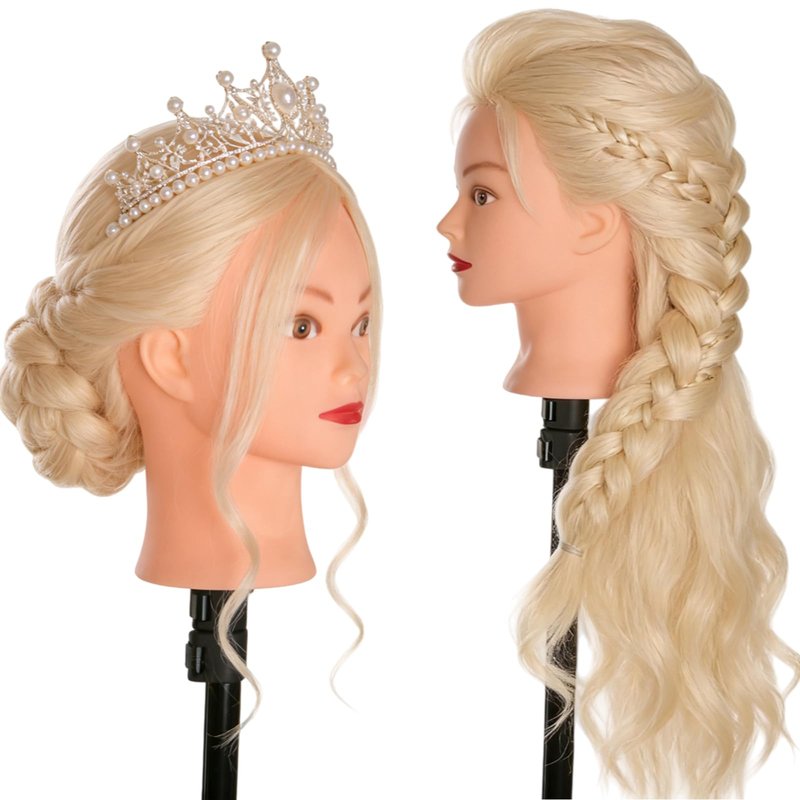 Mannequin Head, Beauty Star 24 Inch Creamy-White Long Hair Styling Training Head Manikin Cosmetology Doll Head with Clamp Stand and Accessories (Suitable for Straightening, Curling, Perming)