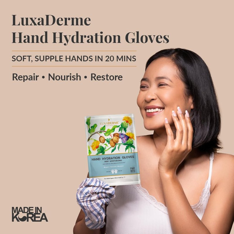 LuxaDerme Hand Hydration Gloves | Deep Moisturising Gloves | Long Lasting Hydration | Evens Out Skin Tone | Nourishes Nails & Cuticles (Pack of 5)