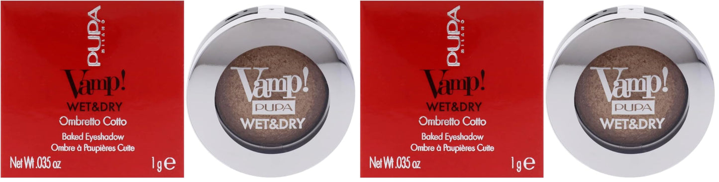 Pupa Milano Vamp! Wet And Dry Baked Eyeshadow - Brilliant, Highly Pigmented Colors - Light And Creamy Makeup Formula - Professional Quality Shimmer Powder Eye Shadows - 101 Precious Gold - 0.035 Oz
