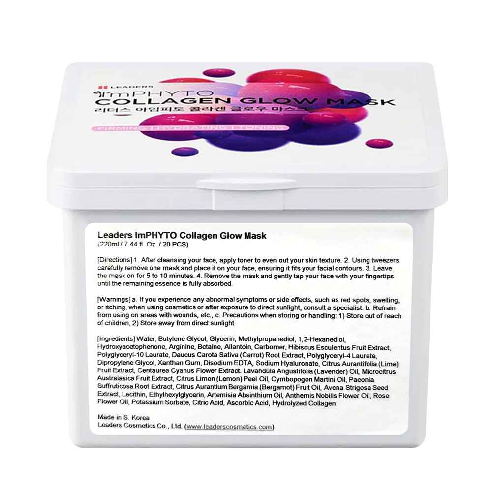 I'MPHYTO Collagen Glow Mask (220 ml, 20 Masks) - Revitalize Your Skin with Plant-Derived Pseudo Collagen and Phyto Vitamins