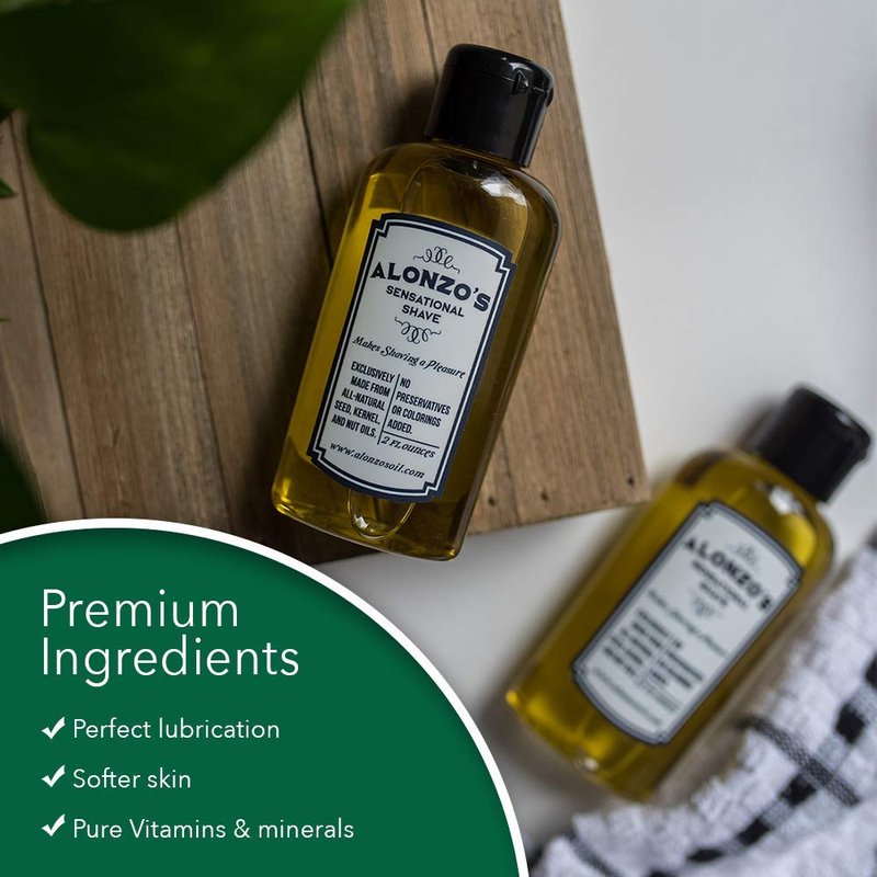 Alonzo's Sensational Shave - Shaving Oil for Men (3-Pack, 2 Oz Bottles) All-Natural Pre-Shave & After Shave Oil for Face and Body - Moisturizes & Calms Irritated Skin from Razor Burn