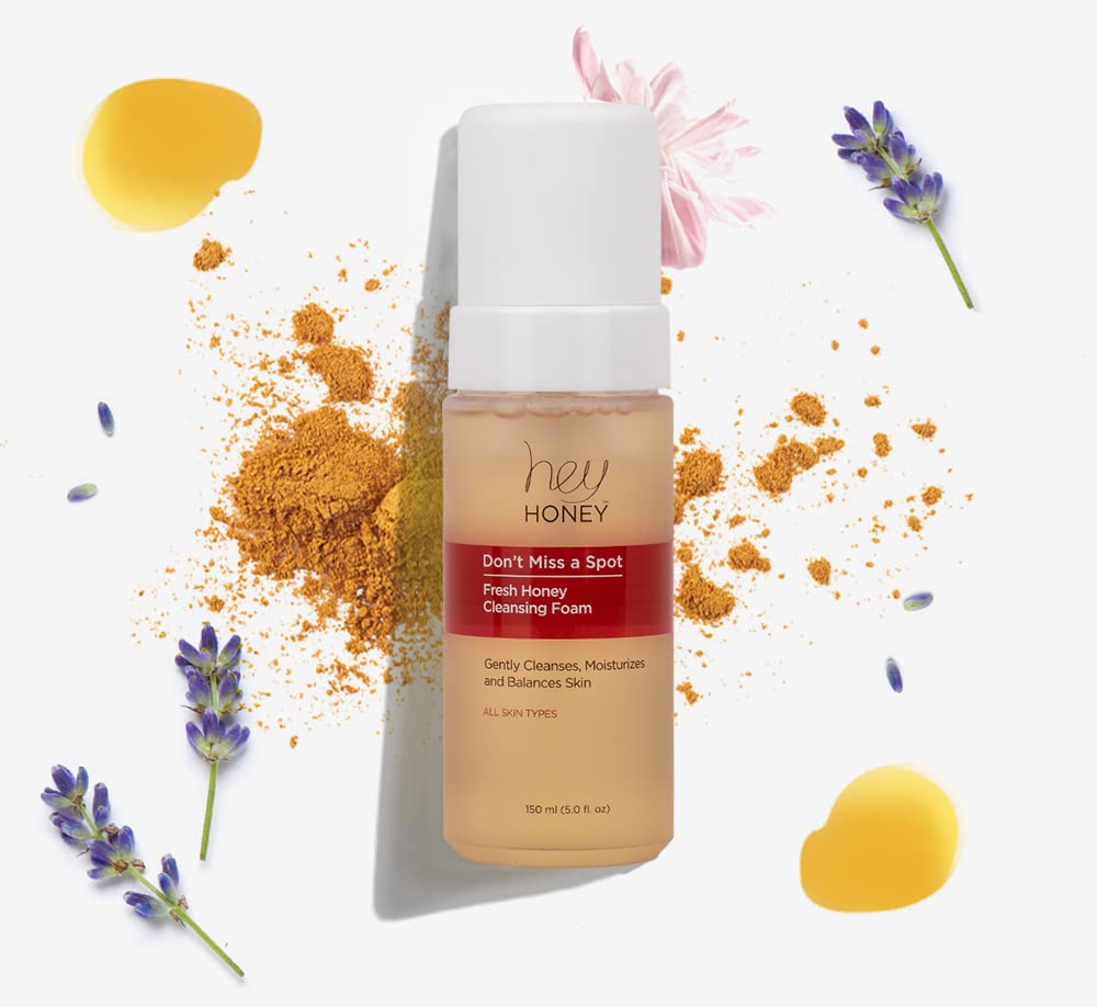 Hey Honey Don't Miss A Spot Fresh Honey Facial Cleansing Foam | Gently Remove Skin Oil and Other Pollutants From your Sensitive Skin | Clean and Cruelty-Free | 5 oz