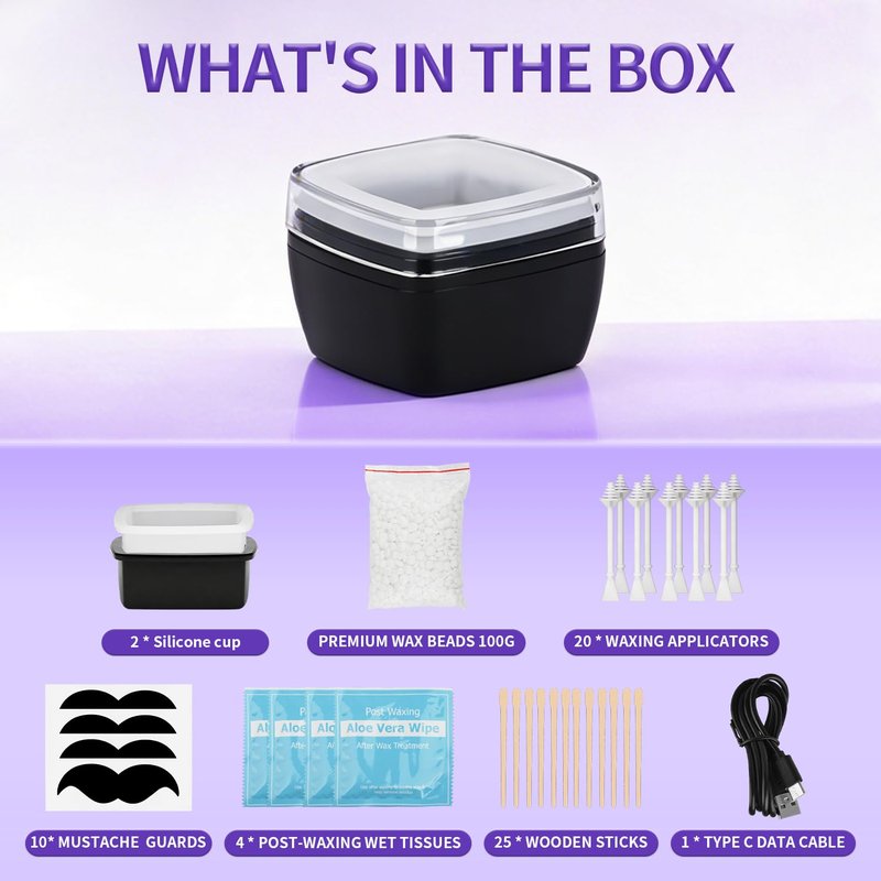 Wax Warmer Kit For Hair Removal, Professional Waxing Kit with 50pcs Waxing Sticks Single Wax Warmer Electric Heater For Women & Men, Facial Skin Body SPA Salon Equipment