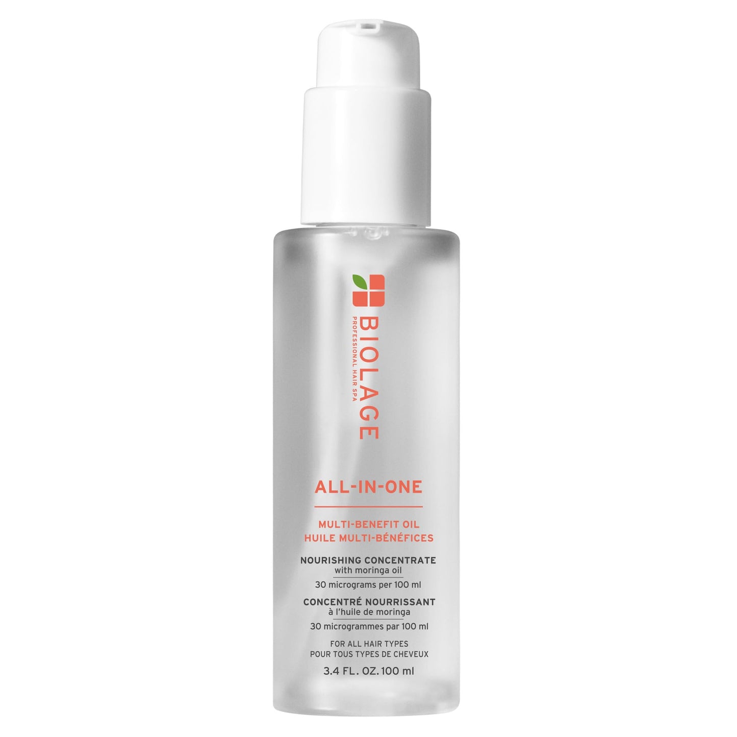 Biolage All-In-One Multi-Benefit Styling Oil - Detangles, Nourishes & Smoothes, For All Hair Types, With Moringa Oil, Vegan, 3.4 Fl Oz
