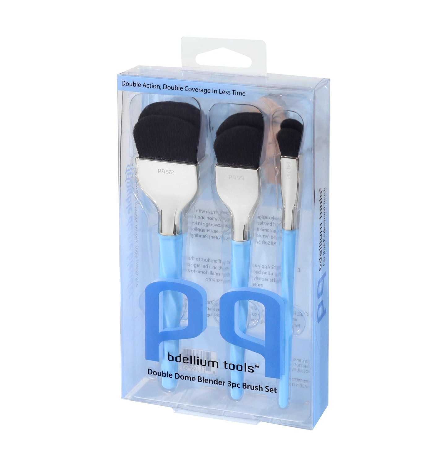 Bdellium Tools Professional Makeup Brush - Blue Double Dome Blender 3pc Brush Set