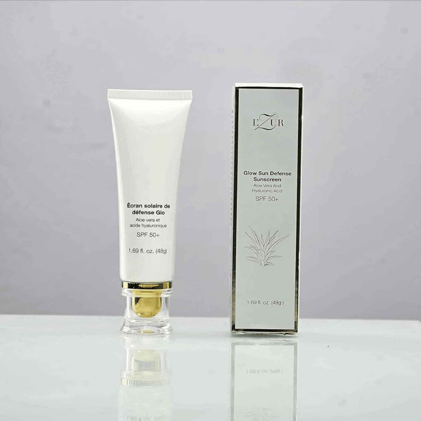 L'Zur Face Sunscreen SPF 50+ Glow Sun Defense Lotion Non-Greasy Ultimate Protection with Aloe Vera, and Hyaluronic Face Moisturizing for Radiant Skin - 1.69-Fluid Ounce