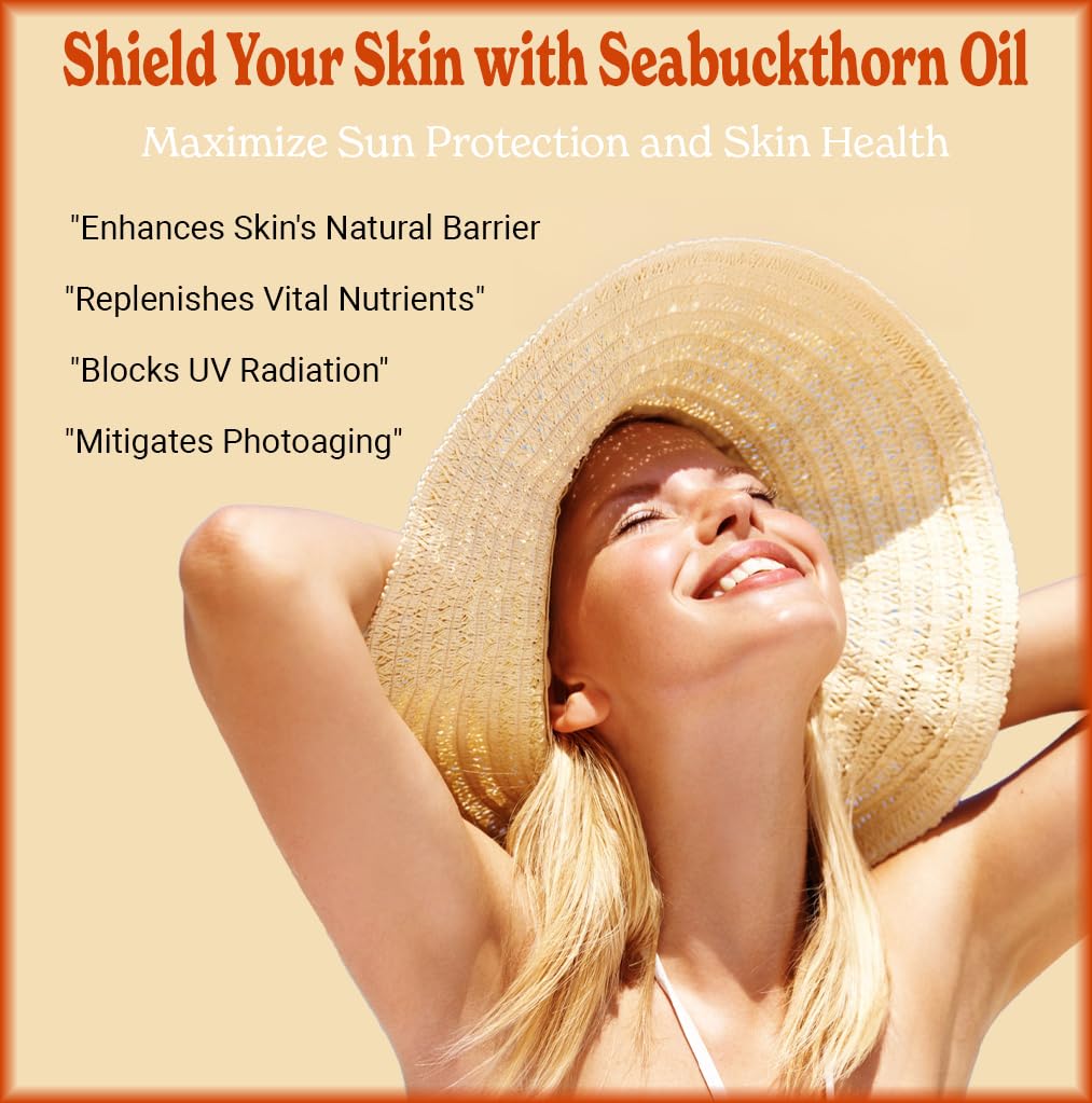 Sea Buckthorn Oil 16oz - 100% Pure Organic Cold-Pressed Oil | Revitalizing with Pump & Dropper