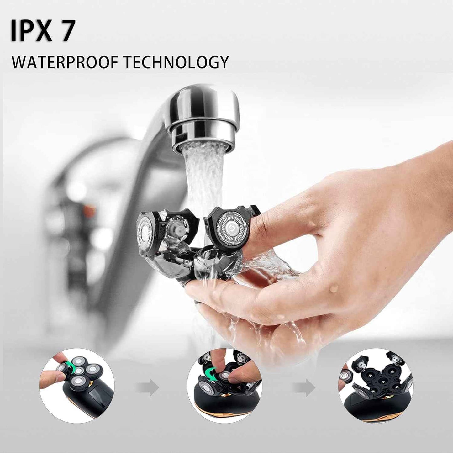 3PCS Head Shaver for freebird replacement blades, 5 Cutter Floating Head Waterproof Stainless Steel Blade for Bald Men Women Grooming, Head and Face Electric (Silver × 3)