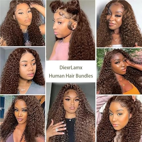 Hair 28-32 Inch Color #4 Brazilian Dark Brown Kinky Curly Virgin Hair Bundles - 3 Brown Curly Human Hair Bundles