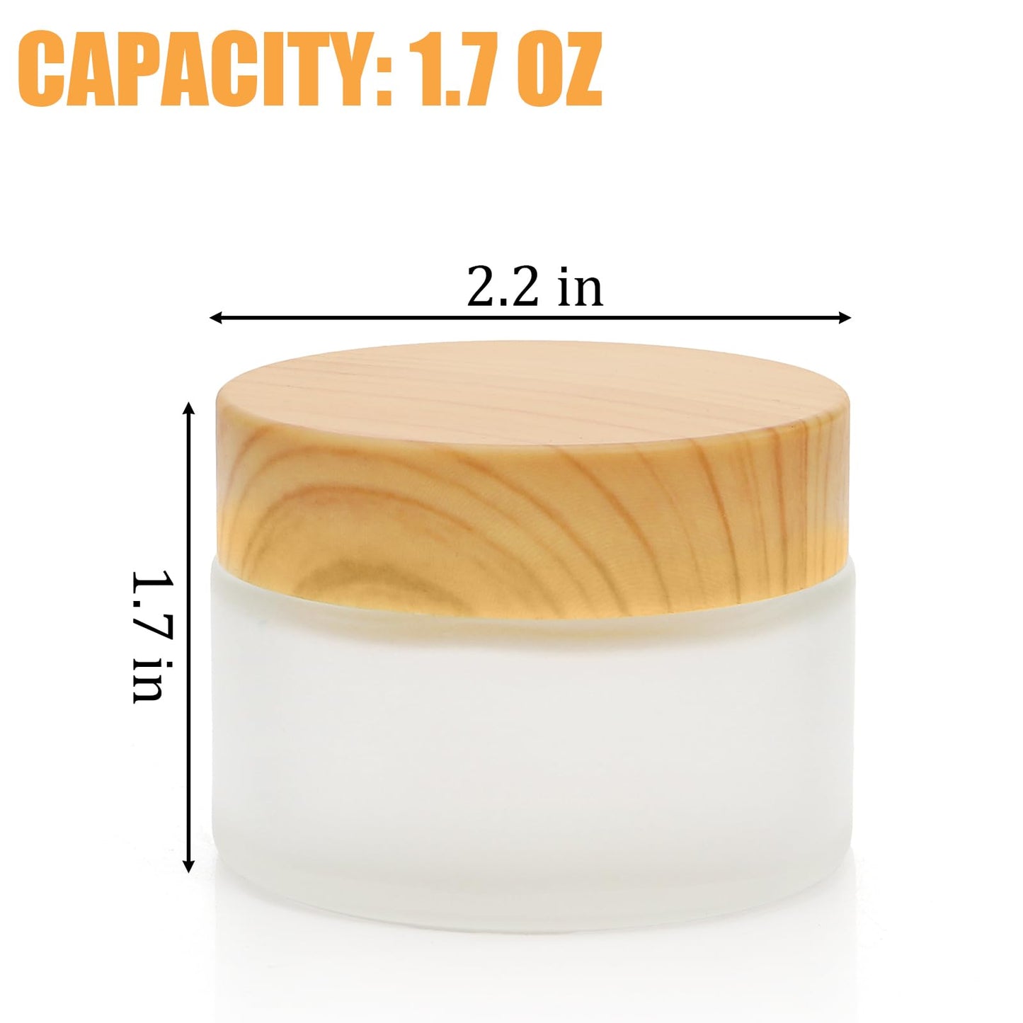ZENFUN 16 Pcs Glass Cosmetic Containers 1.7 Oz/50ml Empty Sample Jars with Plastic Lid, Travel Pots with Lid, Small Makeup Sample Jars, Refillable Travel Jars for Cream, Lotions, Lip Balm