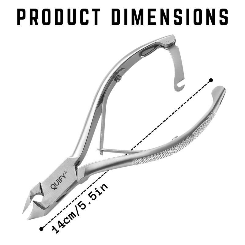 Quify Professional Toenail Cutter - Heavy Duty Stainless Steel Clippers for Thick & Ingrown Nails - Ergonomic, Sharp, and Durable Nail Trimmer for Men & Women - Moon Shape 5.5"