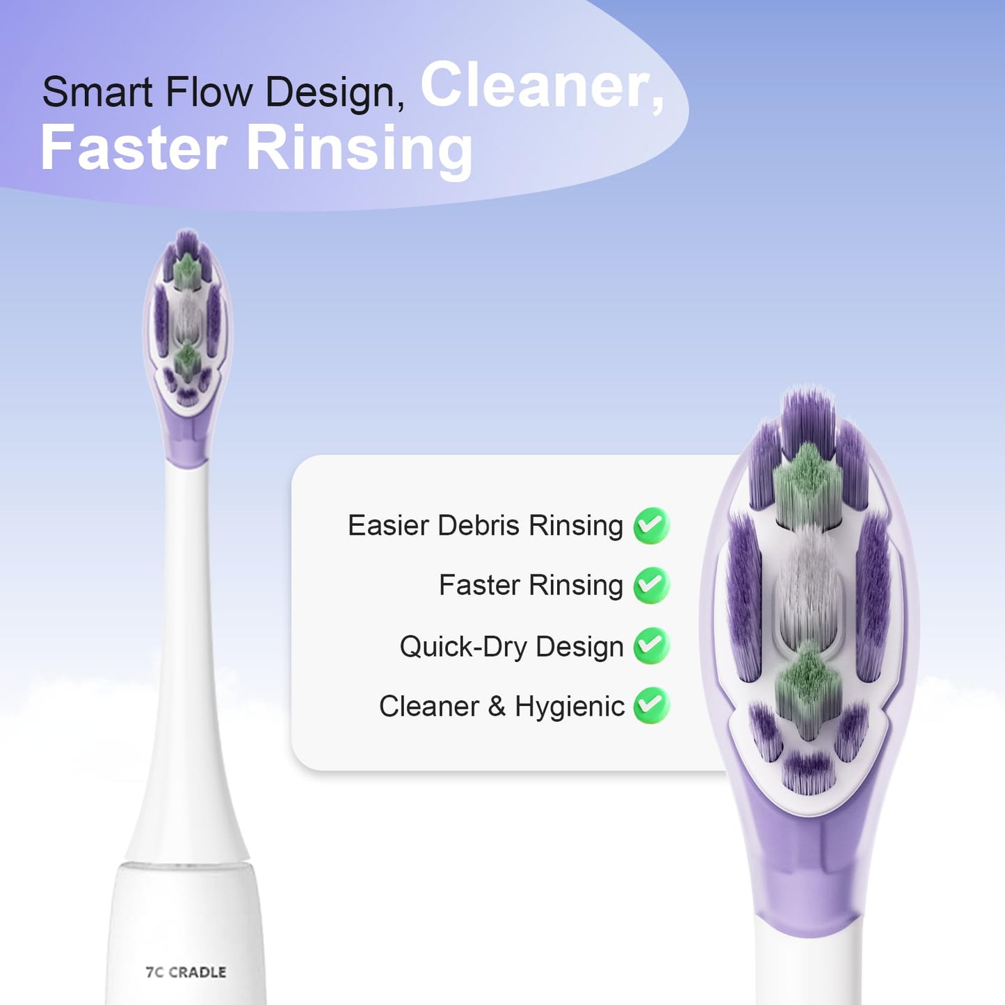 Replacement Toothbrush Heads Compatible with Philips Sonicare Click-on Handles Replacement Brush Head with Deep Reach Cleaning Electric Toothbrush Head, 8 Pack Replacement Heads