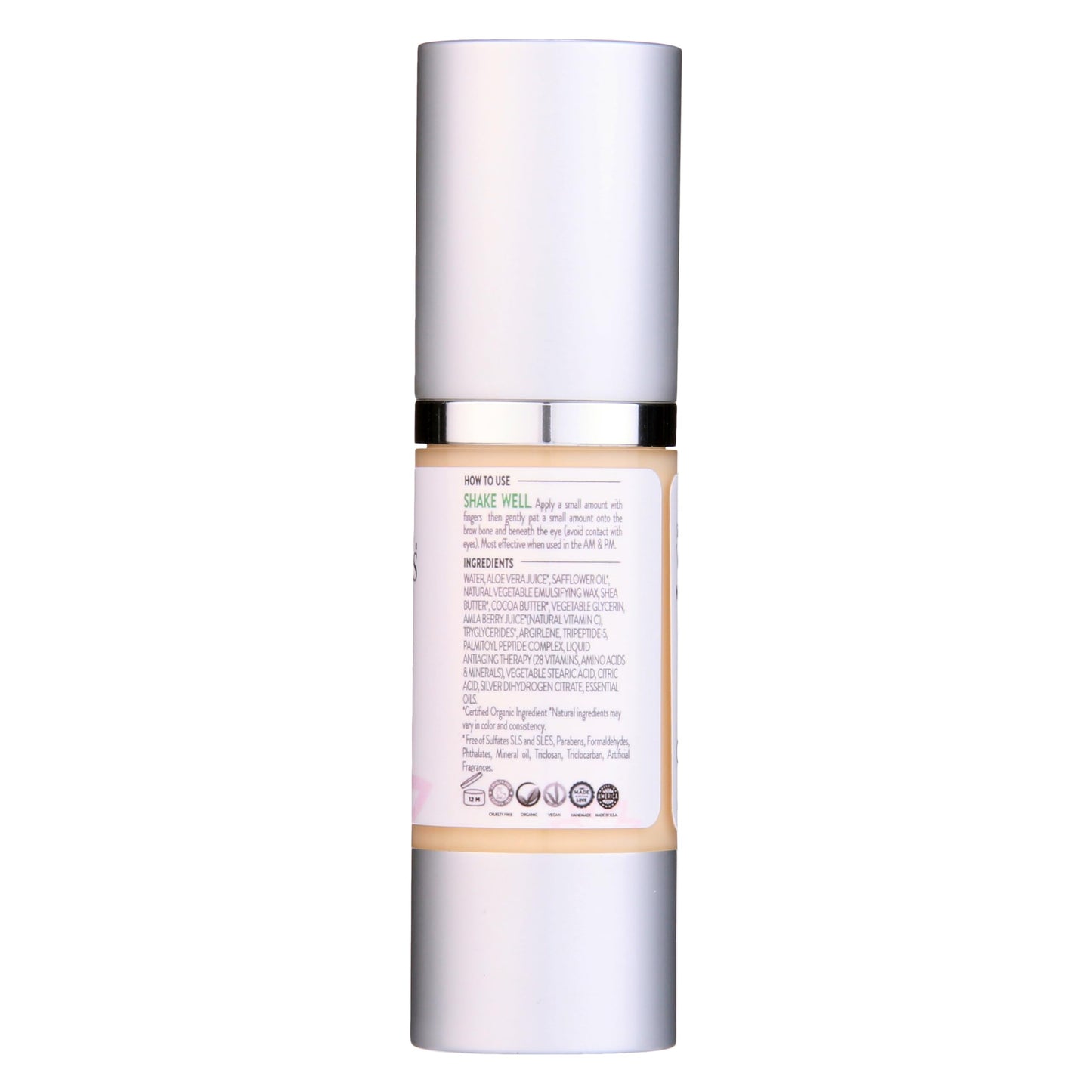 Glimmer Goddess Organic Peptide Eye Serum with Vitamin C – Hydrating & Revitalizing, 1 oz