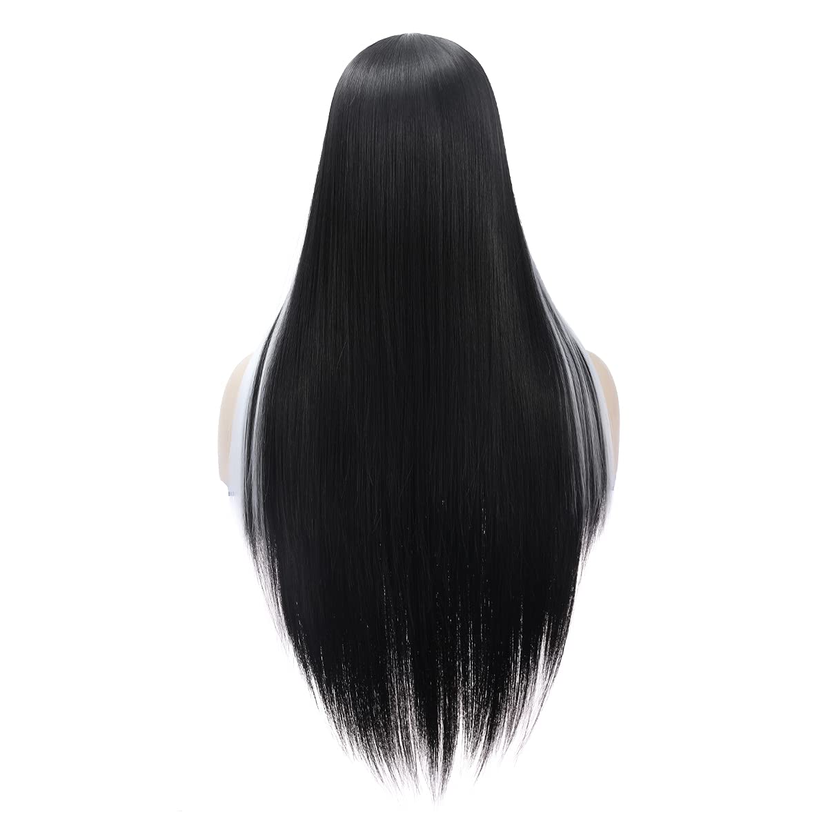 MAGQOO Black White Wig Long Straight Black White Wigs for Women Girls Middle Part Heat Resistant Hight Density Synthetic Wigs