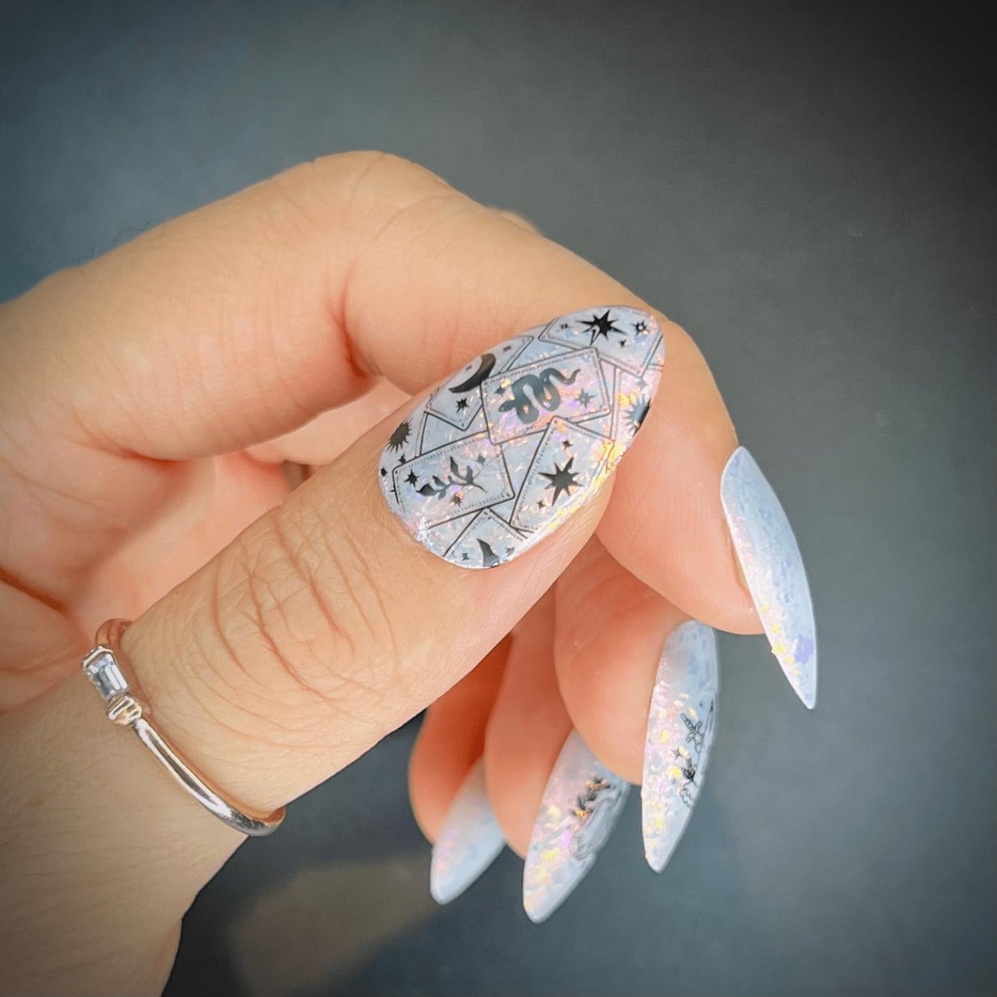 Maniology Anesayart Celestial Tarot Artist Collaboration Nail Stamping Plate | Tarot Card, Crystal & Cosmic Designs for Mystical DIY Manicures – Reusable, Rectangular Stainless Steel Nail Art Template