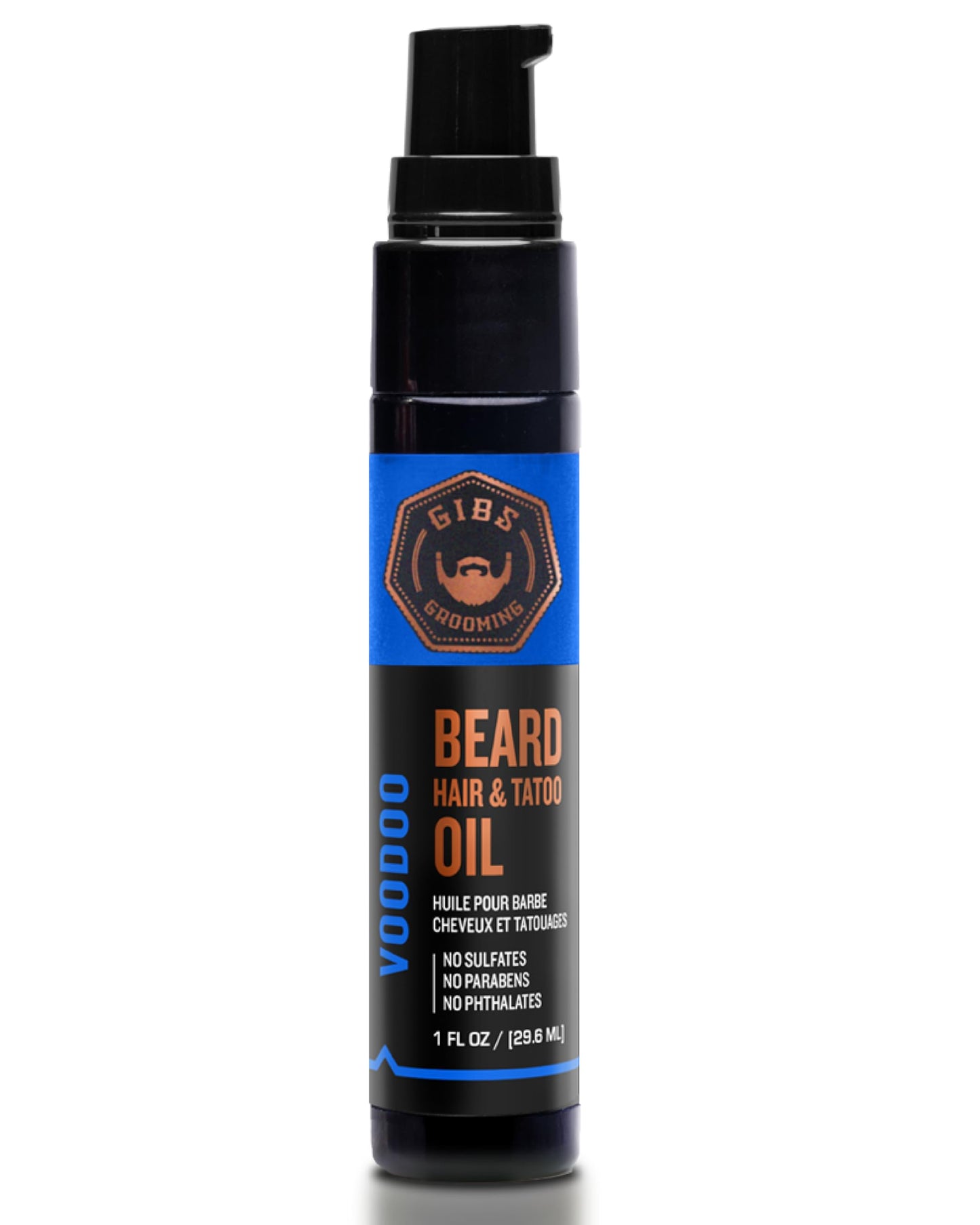 GIBS Grooming - Voodoo Prince Beard, Hair & Tattoo Oil (1 fl oz) - Softens, Strengthens, Protects - Skin Moisturizer - Vitamin C, UV Shield, Travel Safe - Beard Oil, Hair Care, Skin Care - Made in USA
