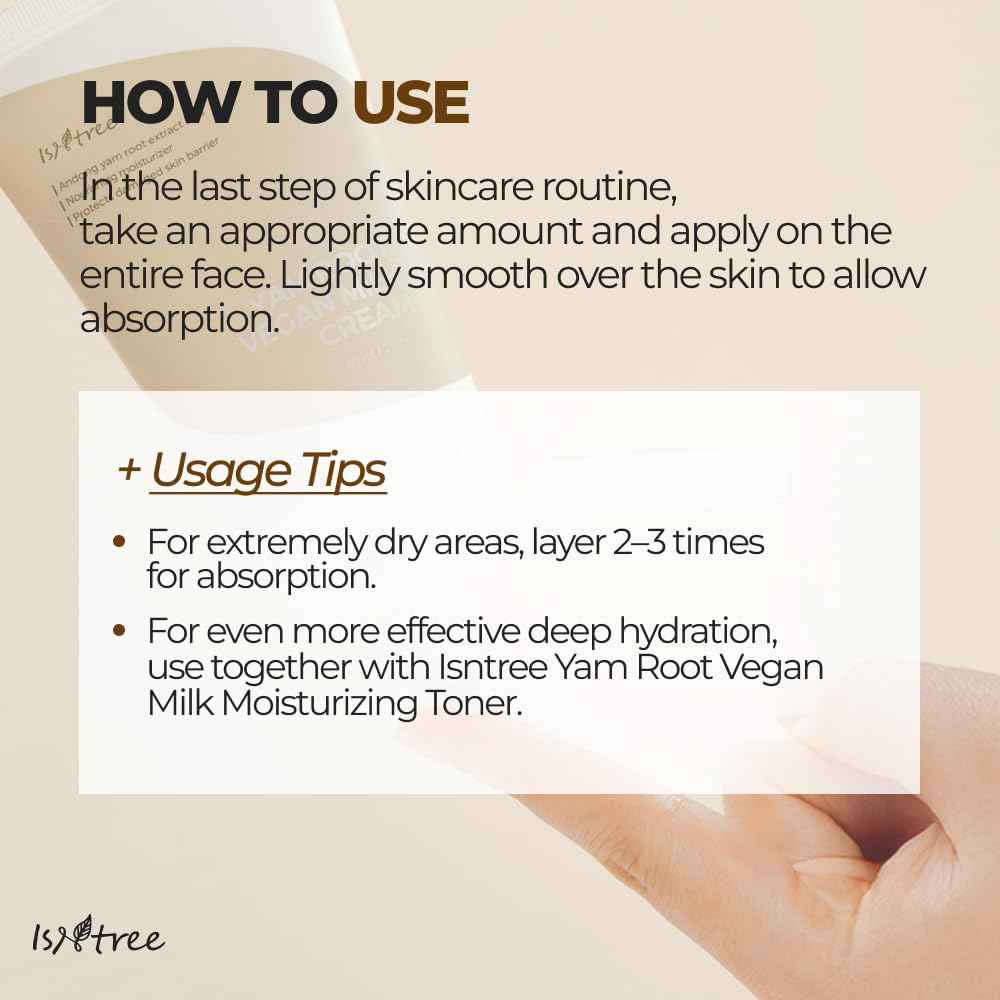 IsNtree Yam Root Vegan Milk Cream 80ml, 2.7 fl.oz | Nourishing moisturizer | vegan milk moisturizer | Korean Skincare