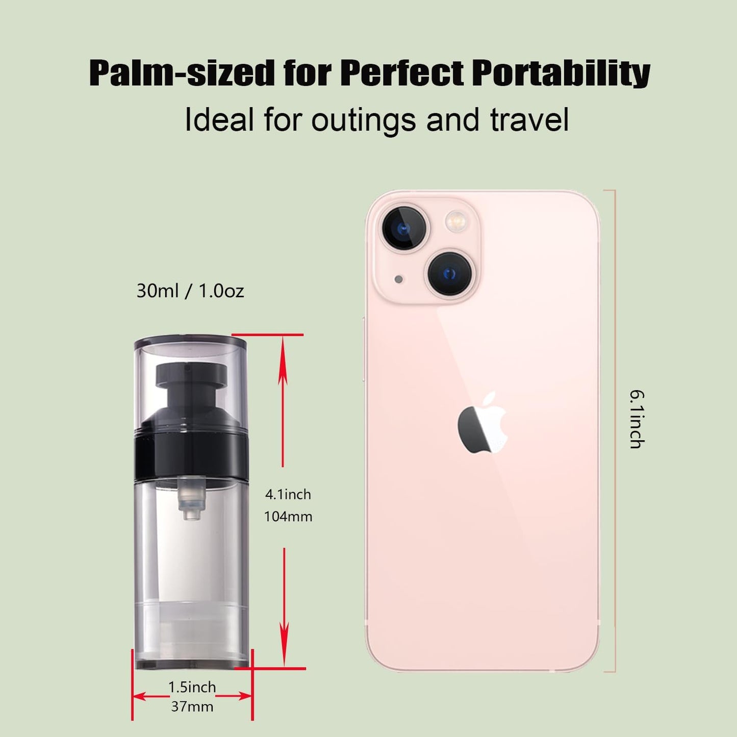 Airless Pump Bottles - 5 Pack 1oz Travel Lotion Dispenser | Leakproof Refillable Containers with Clear Organizer Case