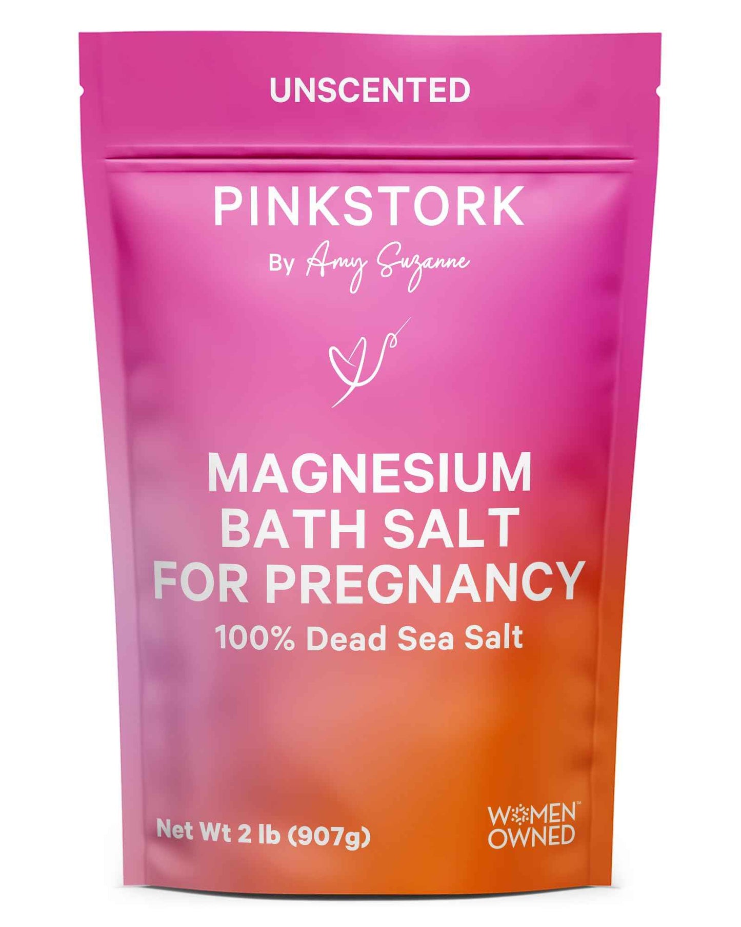 Pink Stork Pregnancy Bath Soak – Unscented Magnesium Flakes for Bath or Foot Soak – Pure Dead Sea Salt – Relief for Pregnancy Aches, Swollen Feet, and Stress – Clean, Fragrance-Free – 2 lb